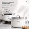 Uncoated 304 Ceramic Thickening Steamer Double Ear Milk Pot Stainless Steel Household Stockpot Induction Cooker Universal