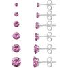 Kolip 6 Pairs Stud Earrings Set, 316L Earrings Stainless Steel CZ Earrings 3-8mm