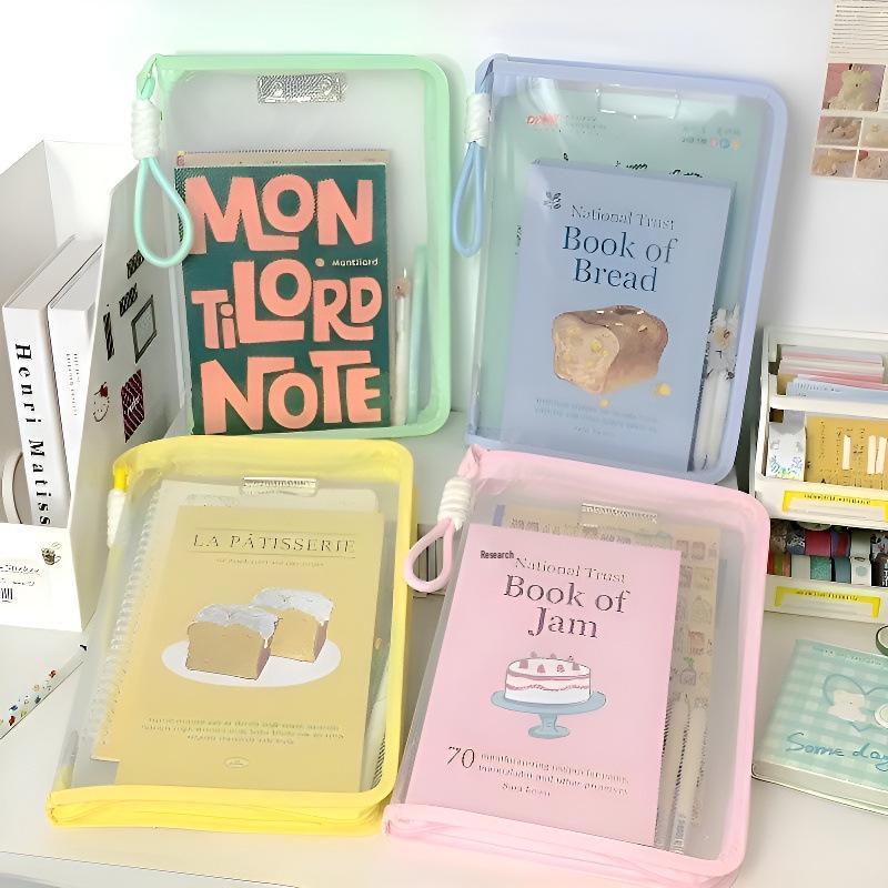 Large Capacity Waterproof A4 Macaron File Bag with Zipper