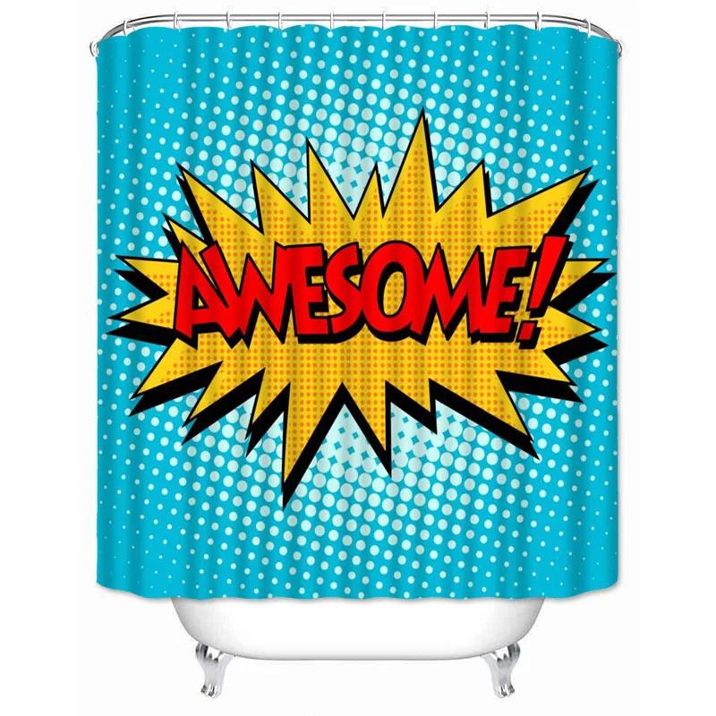 Comic-pop-art Shower Curtain Waterproof Bathroom Decor Polyester Fabric Bath Screen Bathtub Curtains with Hooks Shower Curtains