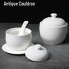 Bird's Nest Ceramic Stew Pot with Lid - Double Boiler Steaming Bowl for Soup & Steamed Egg, Pure White Tableware