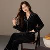 Women’s Luxury Velvet Pajama Set Autumn Winter Long Sleeve Top and Pants Soft Gold Velvet Loungewear Two Piece Set