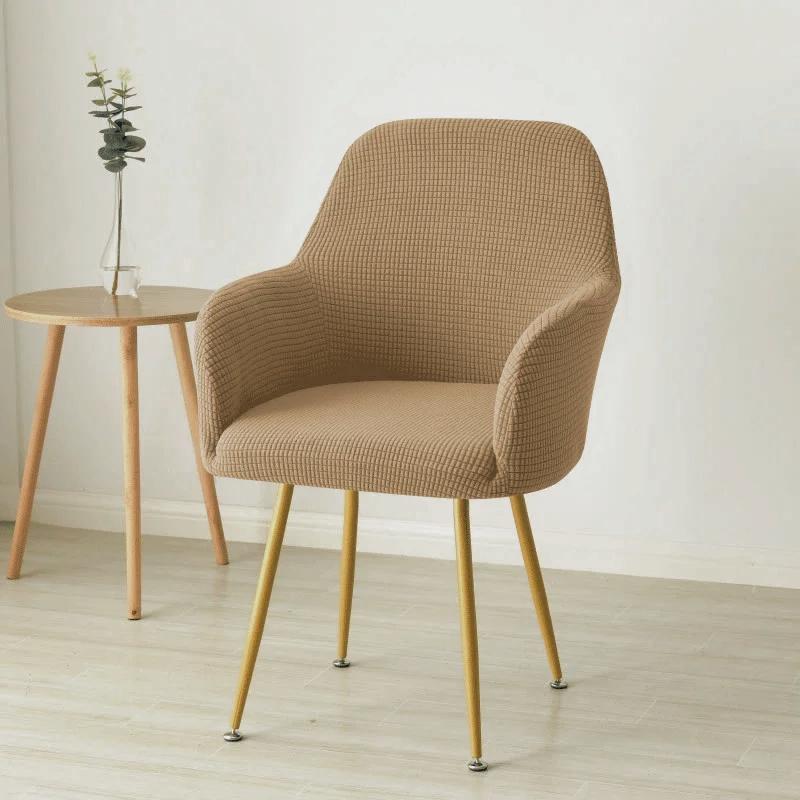 Housse de Fauteuil Haut en Polaire Stretch Spandex Housse de Chaise de Salle à Manger Élastique Amovible Protection de Siège Housse pour Salon Regular