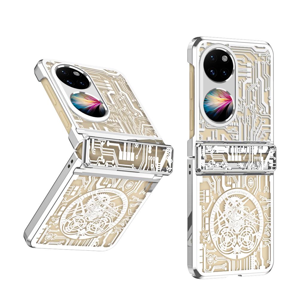 For Huawei P50 Pocket 5G case Mechanical Legend Plating Case for Huawei P50 Pocket Hinge Folding Full protective Phone Cover