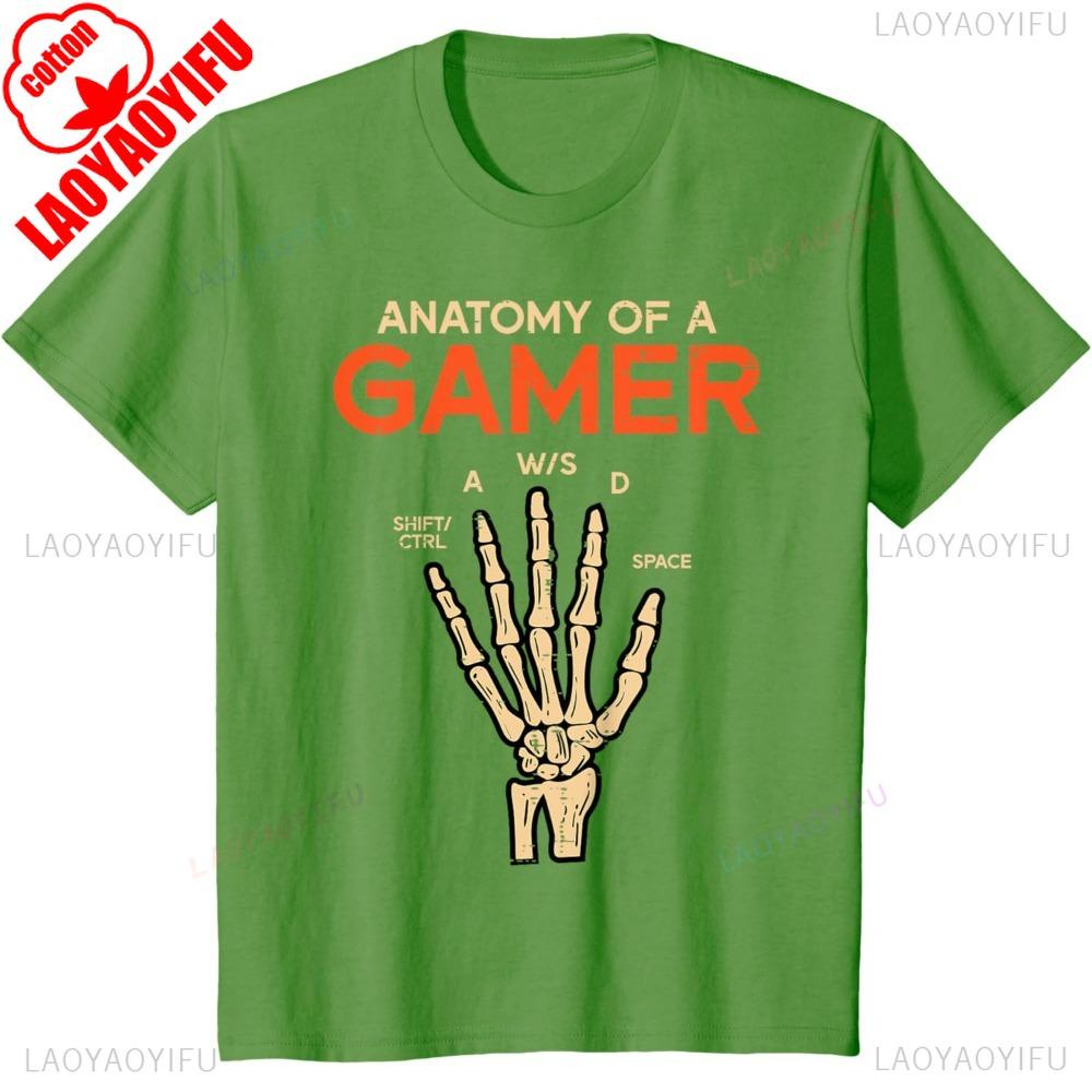 Anatomy of A Gamer Skeleton Hand Funny Unisex Boys Teens TShirt Unisex Printed Tshirt Tops Vintage Classic Fashion Oneck