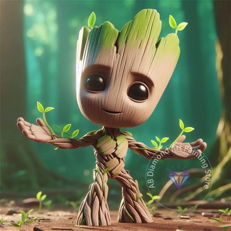 Groot Spider Man AB Diamond Painting Kit 5D DIY Diamond Embroidery Handmade Art Children's Gift Crafts Home Decoration