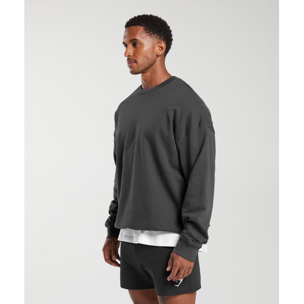 Gymshark Rest Day Essential Crew Onyx Grey A6a2l Gbcy