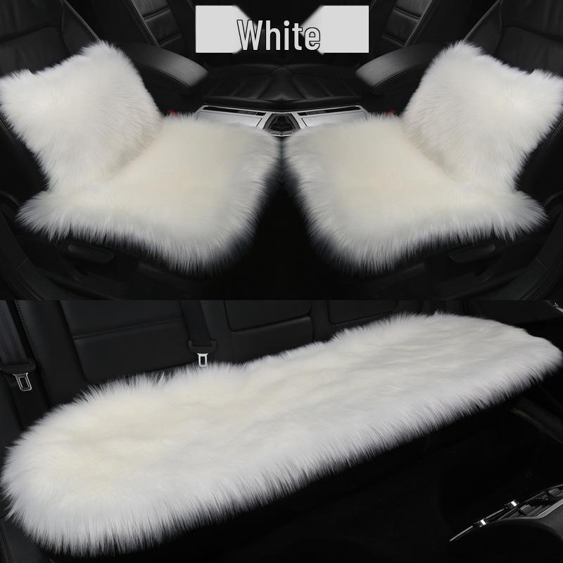 Winter Plush Imitation Wool Car Seat Cushion Set: Non-Slip, Thickened, No Backrest, 3-Piece.
