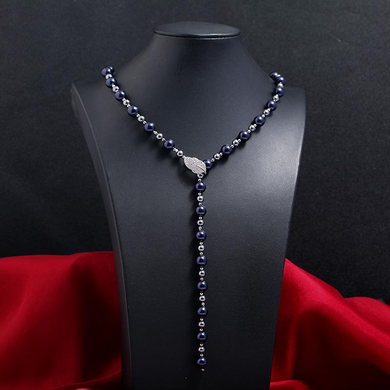 

Натуральное длинное ожерелье из жемчуга глубоководной раковины, высококлассное темпераментное элегантное циркониевое регулируемое женское осенне-зимнее подвесное ожерелье для свитера