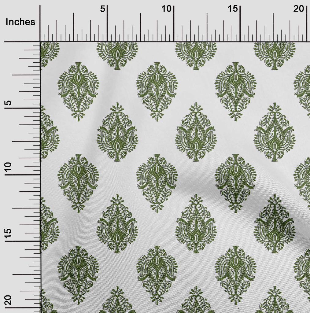 oneOone Georgette Viscose Green Fabric Block Craft Projects Decor Fabric Printed By The Yard 42 Inch