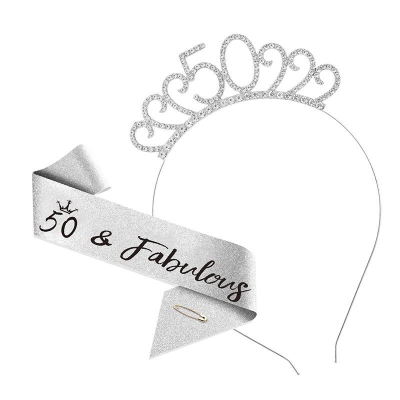 Cross-Border Digital Birthday Crown Set: Headdress, Party Shoulder Strap & Etiquette Belt Photo Prop for Girls