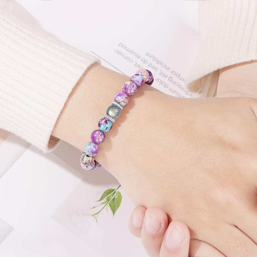 Healing Crystal Elastic Bracelet - Natural Semi-precious Bead Bracelet for Stress Relief, a Perfect Gift for Her.