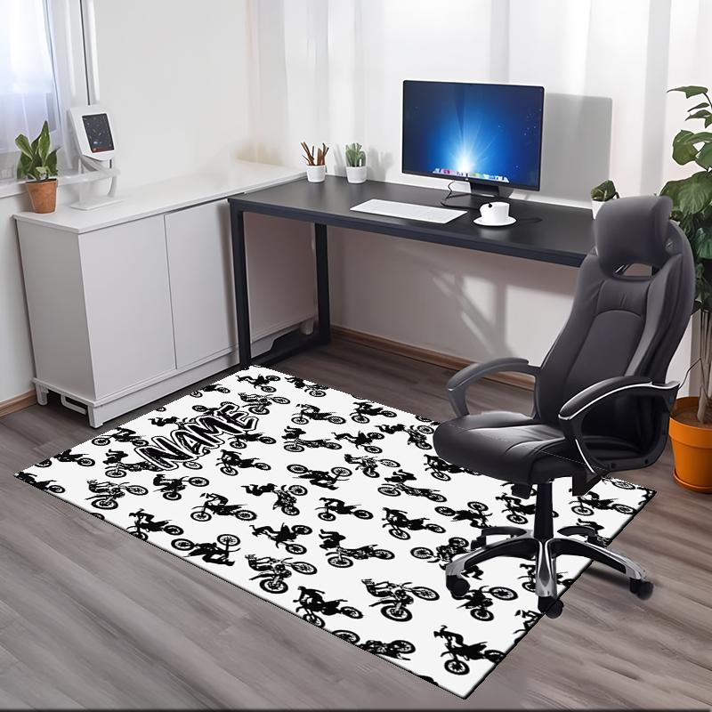 Tappeto Stampato Moto da Fuoristrada con Nome Personalizzato, per Sedia da Ufficio Soggiorno Camera da Letto Cucina Decorazioni Regali.
