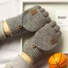 Winter Thick Half Finger Flip Gloves for Cute Women, Warm Cycling in Winter, Knitted for Students To Write and Type On