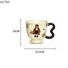 Vintage Girl Ceramic Coffee Cup with Cover Spoon Goblet Water Cup High Footed Breakfast Cups Milk Tea Cups Milk Mug Juice Mug