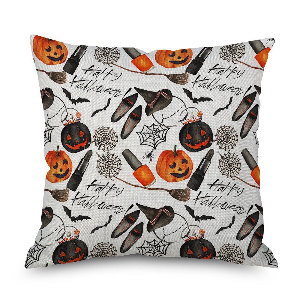 Halloween Linen Pillowcase Pumpkin Plaid Pillow Case for Bedroom Room Aesthetics Pillow Cover Luxury Designer Cushion Cover