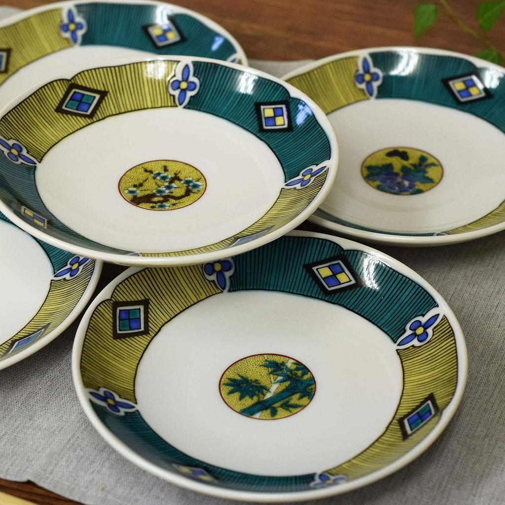 Waza no Kura Plate Set, Stylish Kutani Ware Small Plates, Set of 5, Round Pattern, Ceramic, Japanese Tableware, Side Plates, Made in Japan