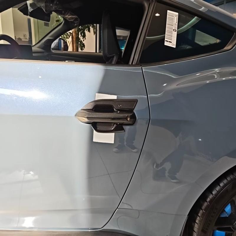 For Ford Mustang 2024 2025 ABS carbonfiber black Exterior Side Door Handle door Bowl sticker Cover Trim External accessories