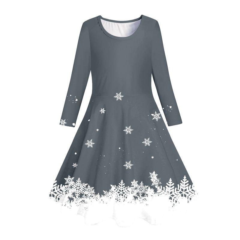 

Детское рождественское платье для девочек 4-12 лет, платье с длинным рукавом и принтом L