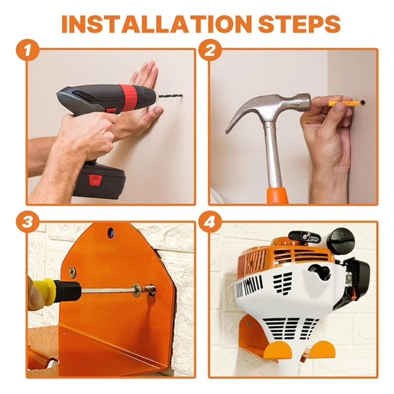Waterproof Garage Trimmer Rack Waterproof Tool Hanger for Garden Tools Functional Grass Eater Hanger and Organizers