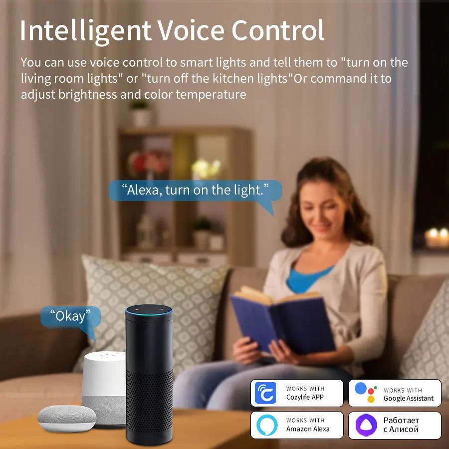 Smart WiFi Ceiling Light RGB CW WW Round 85-265V 24W LED Lamp Cozylife APP Control Works with Alexa Google Home Dimmable