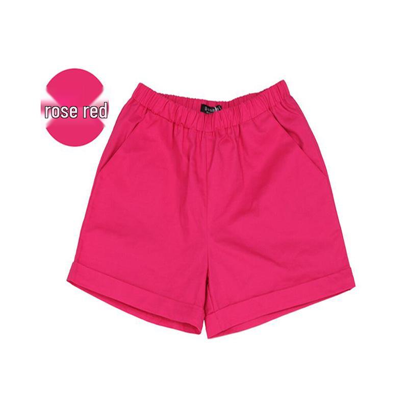 Women's Candy Color Elastic Waist Beach Shorts - Plus Size, Loose Fit, Wide Leg, Summer Home & Sports Cotton Leggings