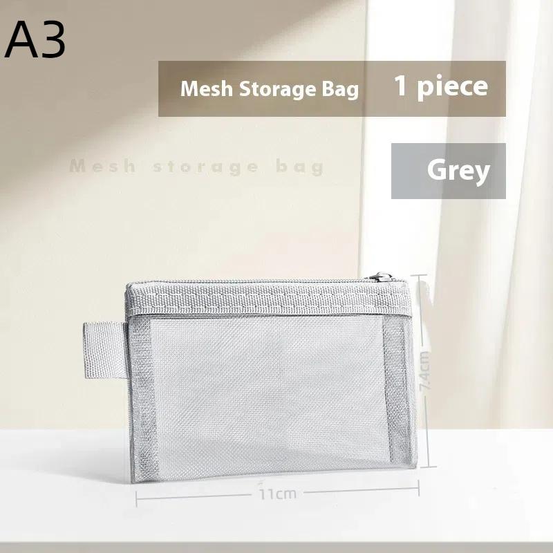1Pc Portable Mini Zipper Mesh Storage Bag Coin Purse Small Square Mesh Coin Purse Travel Storage Carry Pouch With Zippered