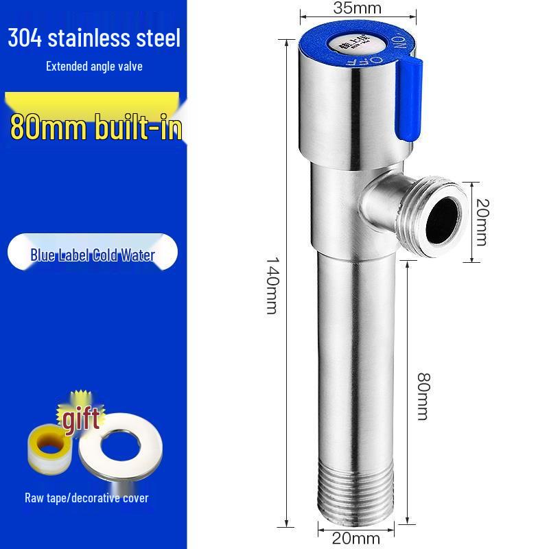 304 Stainless Steel Angle Stop Valve for Water Heater and Toilet, Wall-Mounted Triangle Design, Thickened Type