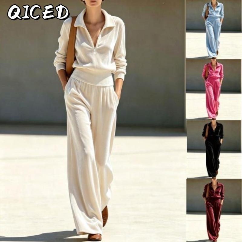 QICED Women's Long Sleeve Shirt Collar Fashion Casual Blouses & Shirts