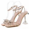 New High-heeled Sandals with Rhinestones, Sexy and Fashionable Square-toed Women's Shoes
