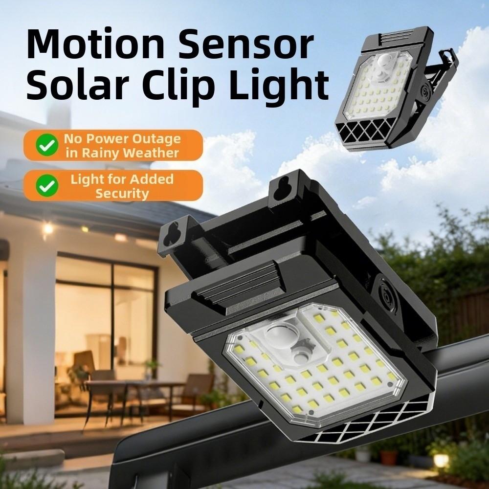 Waterproof Solar Clamp On Lights 3 Lighting Modes Human Body Sensing Motion Sensor Lights Portable Clip On Solar Clip Light