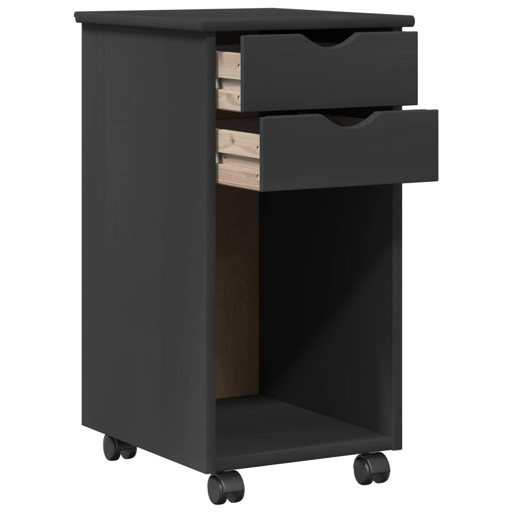 Rolling Cabinet Gray 34 x 39 x 65.5 cm Solid Pine Wood