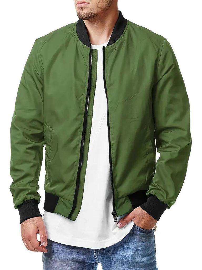 Men's Trendy Plus Size Bomber Jacket - Spring/Autumn Zipper Outerwear 5XL