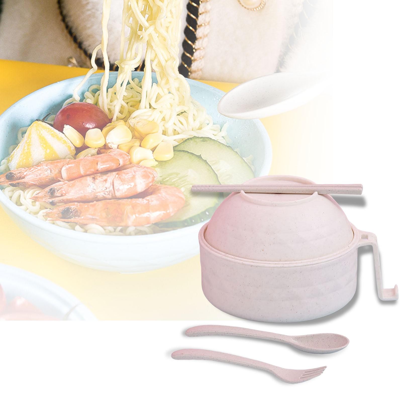 Microwave Ramen Bowl with Lid Microwave Ramen Bowl Set Microwave Ramen Bowl with Strainer Ramen Bowl with Handle Glass Meal Prep бежевый