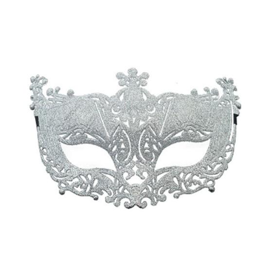 Masquerade Half Face Mask for Women Hollow Carving Glitter Party Mask Lightweight Comfortable Elastic Strap Halloween Costume Accessory