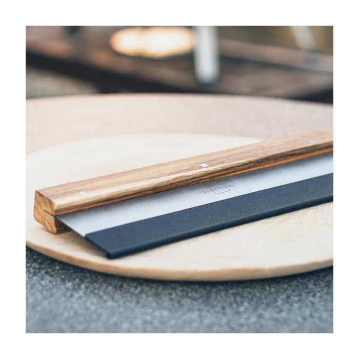 Couteau à pizza extra large en acier inoxydable et bois 33cm - le couteau