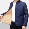 Men Winter Fall Coat Thick Plush Padded Stand Collar Neck Protection Warm Long Sleeve Pure Color Plus Size Soft Single-breasted Pockets Cardigan