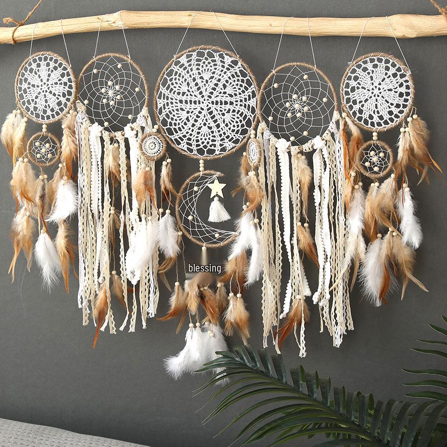 Indian Dream Catcher Wind Chime: Handmade Feather Pendant, Indoor Tassel Wall Hanging, Wedding Decoration