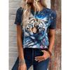 Summer Vintage Women T-shirts 3d Animal Tiger Print Tshirt Women Fashion T-shirt V-Neck Oversized T Shirt Women's Clothing Anime