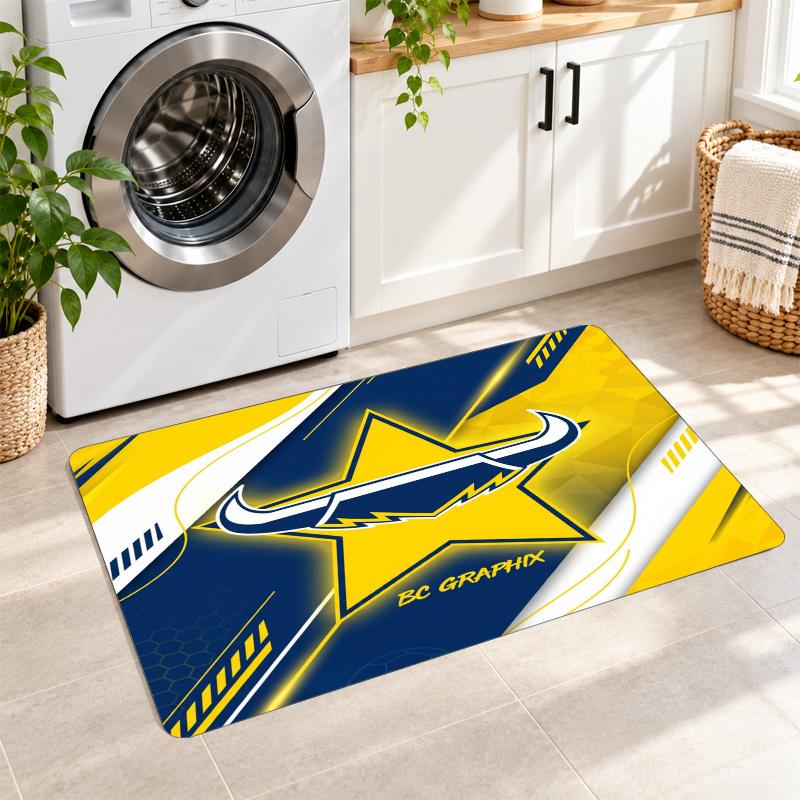 Flannel Kitchen Mat North Queensland Cowboys Soft Area Rug Non Slip Floor Carpet Home Decoration