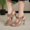 Fairy Wind Fine Heel Fish Mouth High Heels Female 2025 Summer New Large Size Velcro Roman Sandals