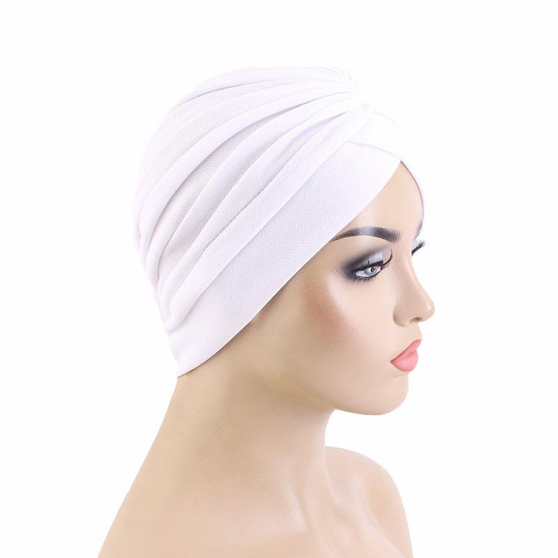 Nové dámské zlaté stříbrné turbanové čepice chemo bandana hidžáb plisovaná indická čepice turbante klobouk dámský šátek na vlasy muslimská pokrývka hlavy