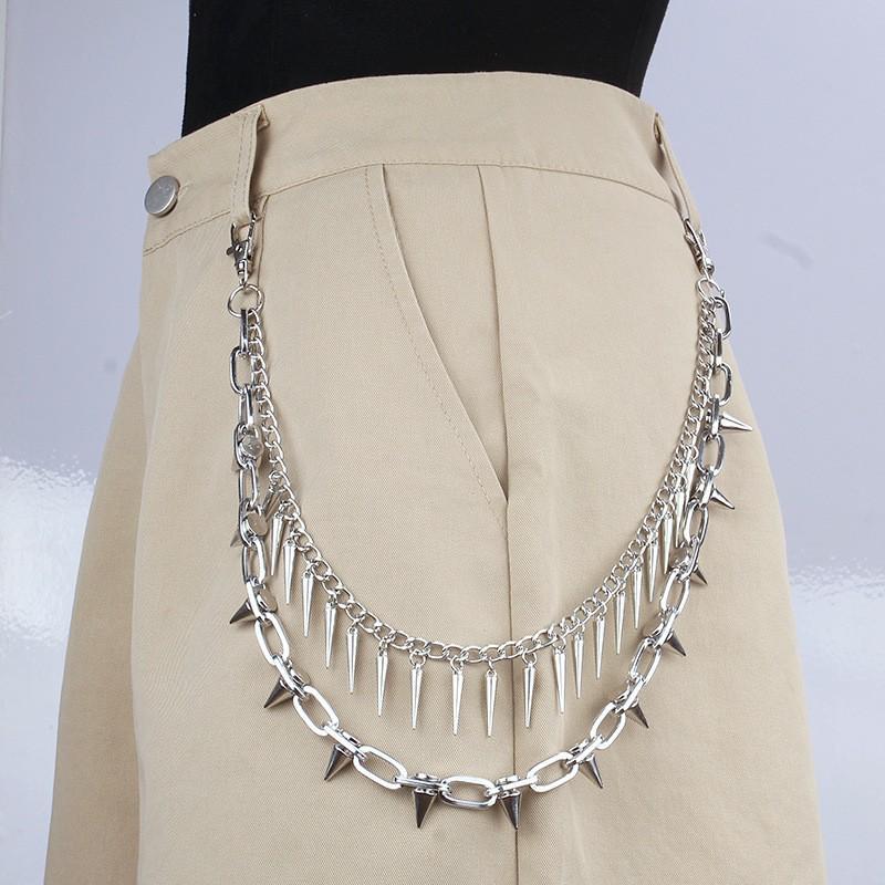 Chaîne de taille multicouche Hip Hop Punk Métal Rivet Bijou pour Performance Scénique