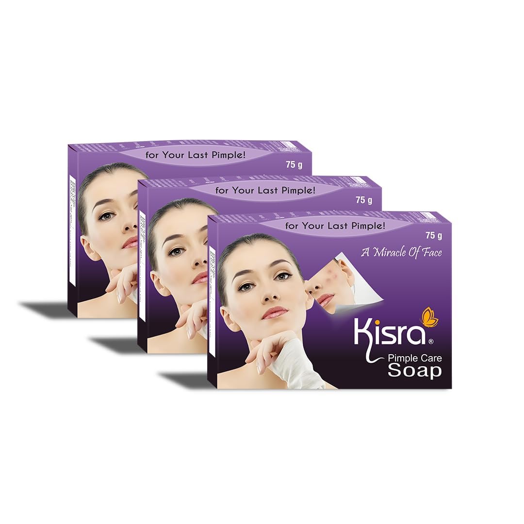Pimple Care Soap for Acne, Pimple, Sun Tan, Blemishes, Fine Lines, Darkspots | Men & Women | All Skin Types - 75gm (Pack of 3)