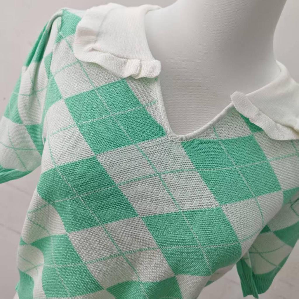 Korean Heart-Pattern Diamond Knit Sweater by Jung Soo Yeon 2025 - Summer Trend