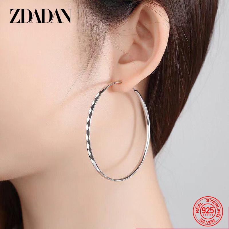 925 Sterling Silver 30/40/50/60mm Circle Hoop Earrings for Women Fashion Party Jewelry Gifts