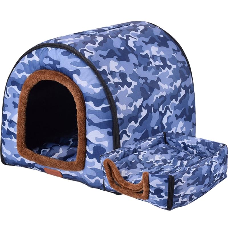 Pet Warm Bed House Soft Indoor Semi-closed Cave Tent for Cat Kitten Puppy Small Animals Pet Thicken Cushion Pad