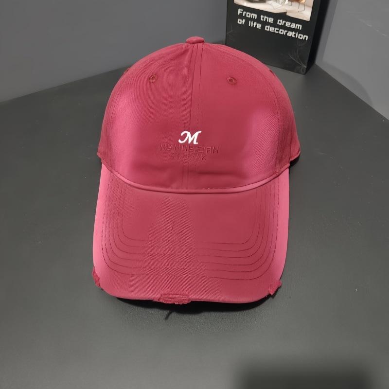 Spring and summer big head circumference embroidery letter M baseball hat versatile wide brim showing small holes in the face peaked cap