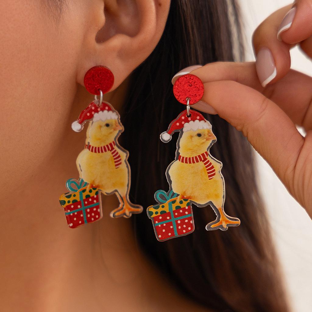 Christmas Tassel Dangle Earrings Acrylic Texture Festival Jewelry Fashion Pendant Earrings Present for Women and Girls