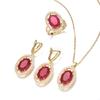 Retro Fashion Atmospheric Gem Necklace Earrings Set Jewelry Four-Piece Set